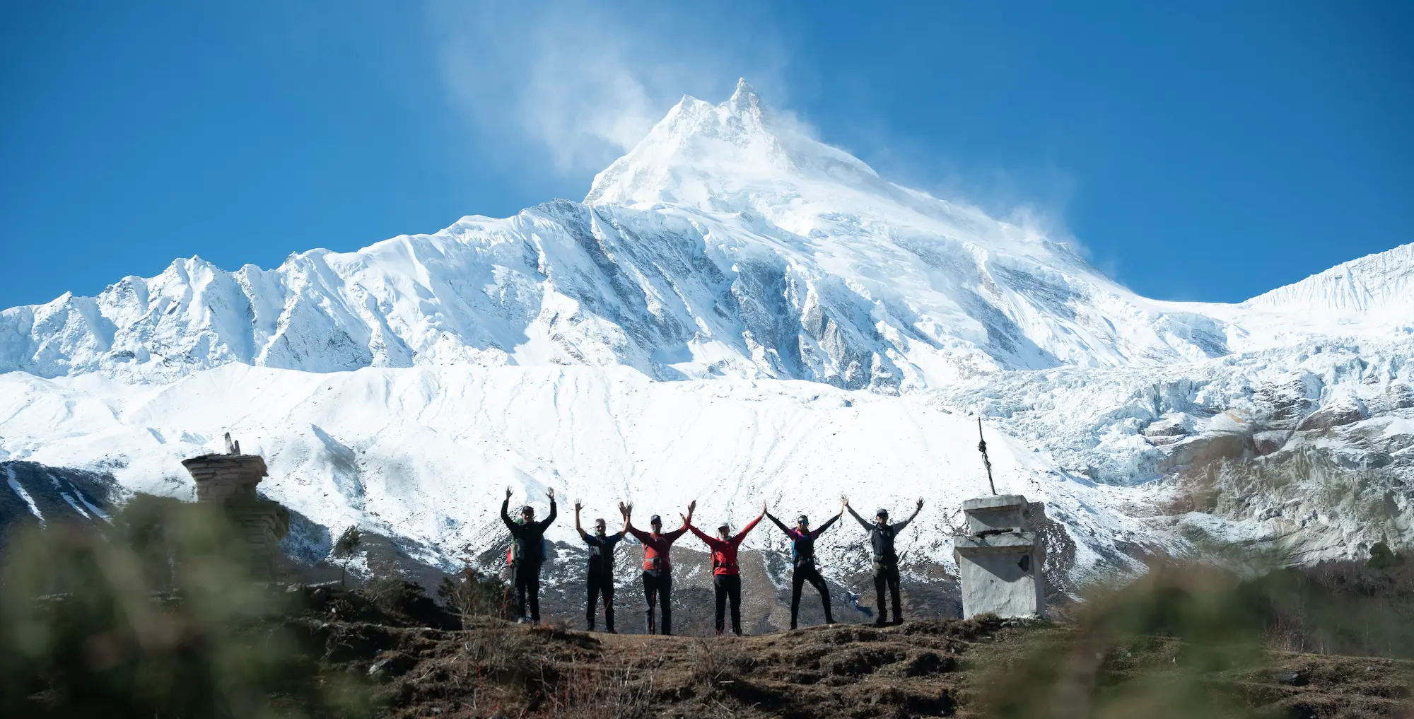 Mount Manaslu expedition in Nepal with climbers ascending the eighth highest mountain in the world